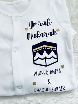 Personalised Umrah Mubarak/Hajj Baby Grow Gift, 7 of 8