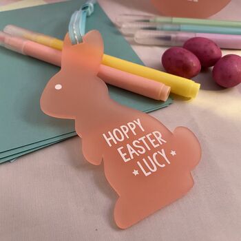 Personalised Hopping Easter Bunny Decoration Pink, 2 of 10