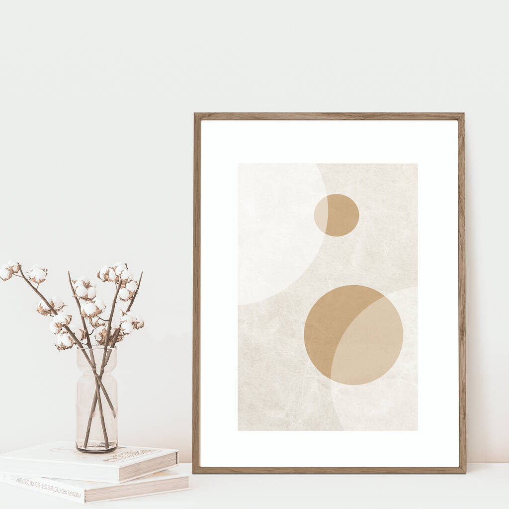 Abstract Circles Print In Beige Tones, 1 of 2