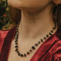 Gold Plated Black Obsidian Crystal Chip Necklace, thumbnail 2 of 5