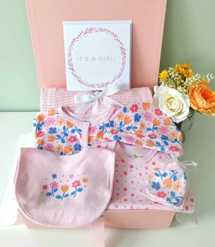 New Baby Girl Floral Outfit Gift Hamper, 2 of 11