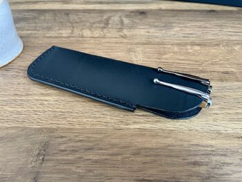 Matt Black Leather Pen Sleeve, Pen Case, 5 of 7