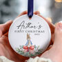 Baby Boy's First Christmas Personalised Ceramic Bauble, thumbnail 1 of 8