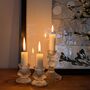 Short Clear Ribbed Glass Dinner Candlesticks Set Of Two, thumbnail 1 of 12