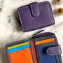 Women's Small Purple Leather Purse With Rfid Protection, thumbnail 1 of 2