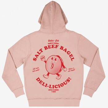 Salt Beef Bagel Graphic Hoodie In Peach, 2 of 2