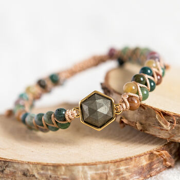 Natural Indian Agate And Pyrite Stone Bracelet, 2 of 8