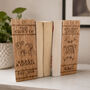 Personalised Portrait Solid Oak Wedding Bookends, Wedding Anniversary Gift, thumbnail 1 of 8
