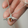 Sterling Silver Citrine Bee Pendant, thumbnail 3 of 4