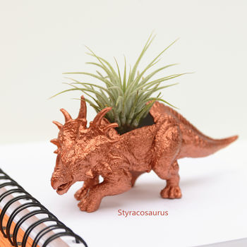 Hand Painted Copper Dinosaur Planter With Plant, 5 of 5