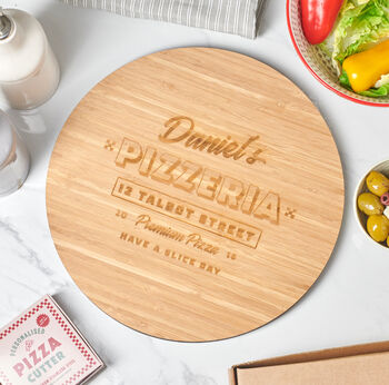 Personalised Pizza Board And Cutter Set, 4 of 5