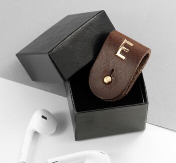 Monogrammed Leather Earphones Holder, 6 of 6