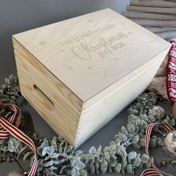 Personalised Family Luxury Pine Christmas Eve Box, 2 of 12