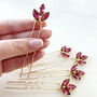 Set Of Five Wine Red Hair Pins, thumbnail 2 of 2