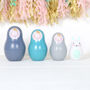 Blue Nesting Doll And Bunny, Personalised Bag, thumbnail 2 of 5