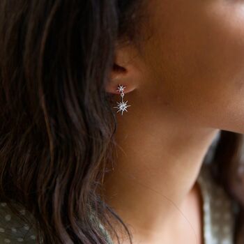 Crystal Double Star Drop Earrings, 8 of 12