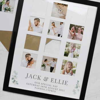 Personalised Botanical Black Multi Photo Frame Wedding Gift, 4 of 6