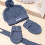 First Christmas Personalised Bobble Hat And Mittens Set, thumbnail 4 of 10