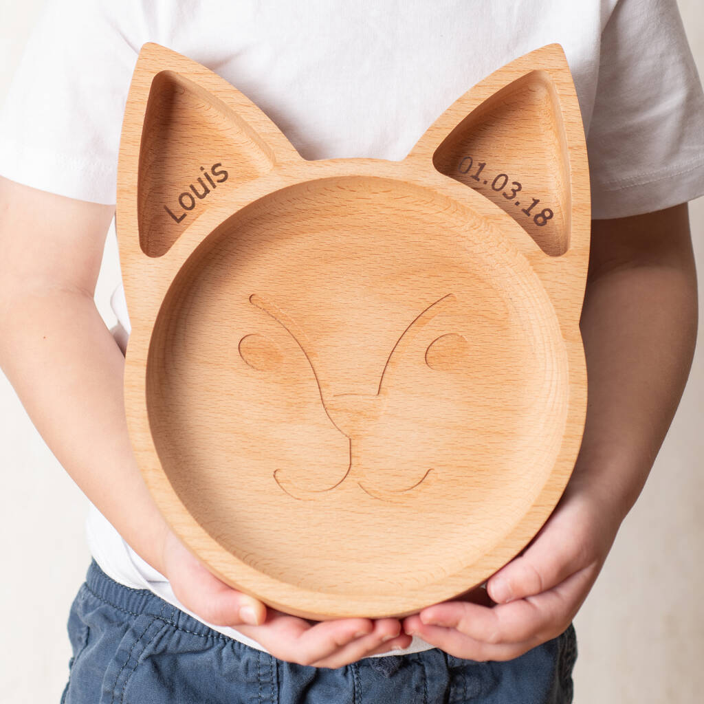 Personalised Wooden Fox Plate Made In Britain, 1 of 8