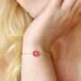 Pink Enamel Daisy Charm Bracelet In Silver, thumbnail 5 of 6