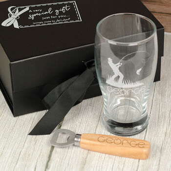 Personalised Fishing Engraved Pint Glass And Gift Set, 4 of 6