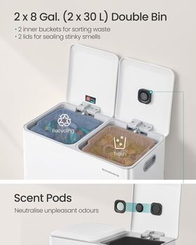 Double Rubbish Bin Recycling Pedal Can, 3 of 6