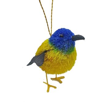 Christmas Bristle Bird Decoration, 9cm Blue, 2 of 2