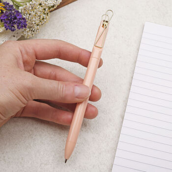 Pastel Peach Ballpoint Pen With Gold Clip, 2 of 4