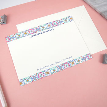 Personalised Moroccan Tiles Correspondence Cards, 4 of 9