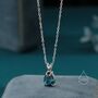 Sterling Silver London Blue Pear Cut Cz Necklace, thumbnail 1 of 12