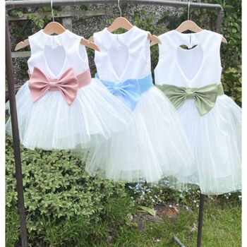 Sparkly Tulle Heart Back Flower Girl Dress, 7 of 12