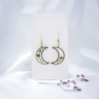 Crescent Moon Flower Gold Plated Earrings, 4 of 9