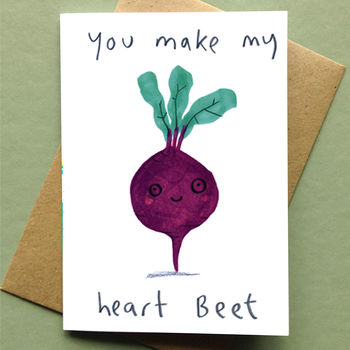 You Make My Heart Beet Valentines Love Card, 2 of 2
