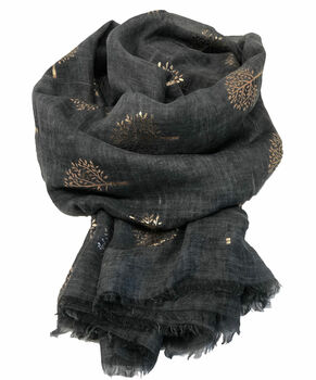 Mulberry Tree Silver And Rose Gold Foil Print Scarf, 10 of 11
