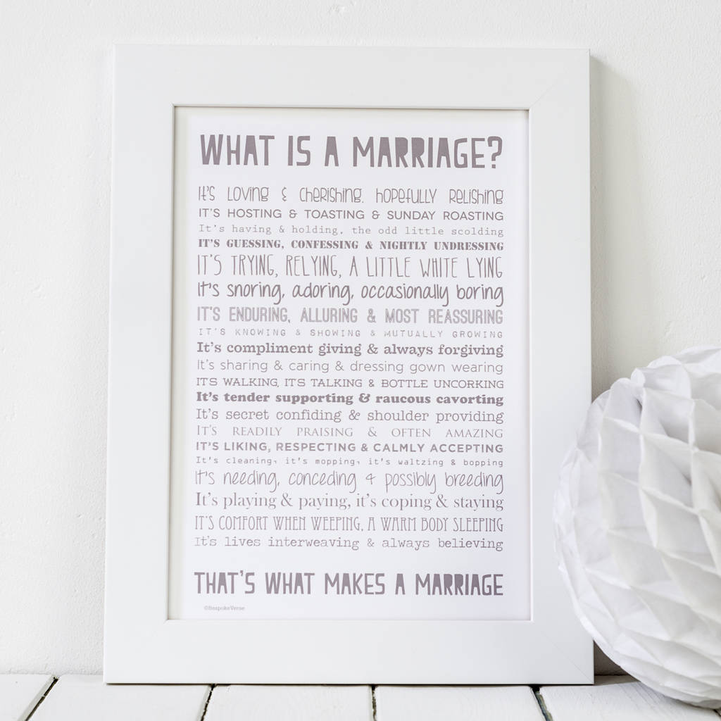 Marriage Print With Wedding Poem By Bespoke Verse 