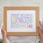 Personalised 40th Birthday Word Art Print, thumbnail 7 of 12
