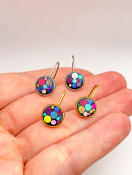 Mini Disco Drop Earrings With Colourful Sparkles, 6 of 10