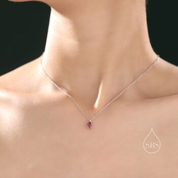 Tiny Genuine Pink Tourmaline Oval Pendant Necklace, 7 of 12