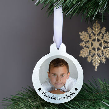 Personalised Silver Metal Photo Christmas Bauble Set, 4 of 4
