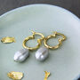Large Aqua Baroque Pearl Hoop Earrings, thumbnail 3 of 9