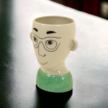 Ceramic Doodle Men's Face With Glasses Vase, 4 of 4