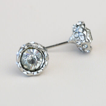 Blue Or White Crystal Stud Earrings, 2 of 3