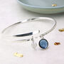Birthstone And Initial Sterling Silver Wrap Bangle, thumbnail 3 of 8