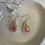 Bright Pink Ceramic Teardrop Earrings Gold Plated, thumbnail 2 of 6
