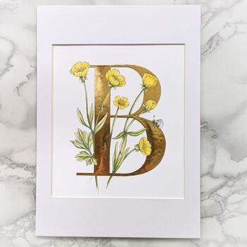 B Is For Buttercup Gilded Initial Print, 2 of 6