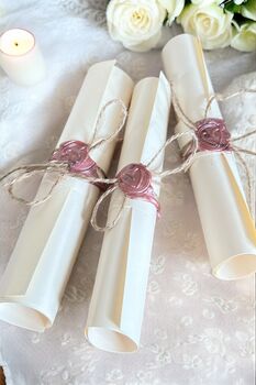 Handwritten Vintage Scroll With Twine And Pink Wax Seal, 2 of 7