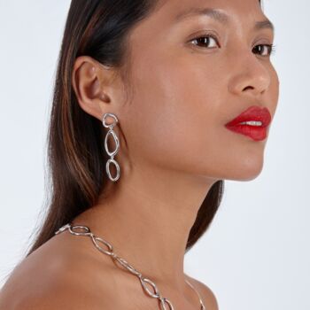 Large Handmade Earrings In Silver Or Gold Vermeil, 3 of 12