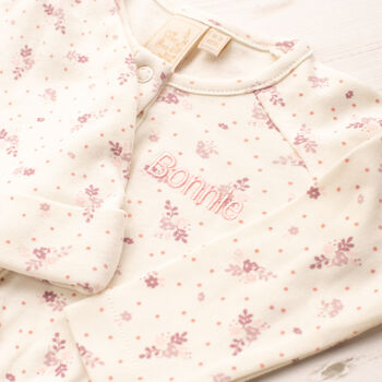 Personalised Girls Floral Babygrow And Hat Gift Set, 3 of 9