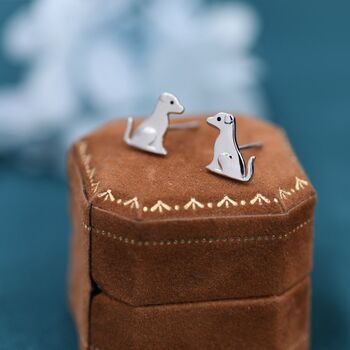 Sterling Silver Cute Puppy Dog Stud Earrings, 5 of 11