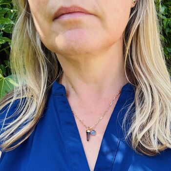 The En Pointe Smokey Quartz Gemstone Necklace, Gold, 8 of 12